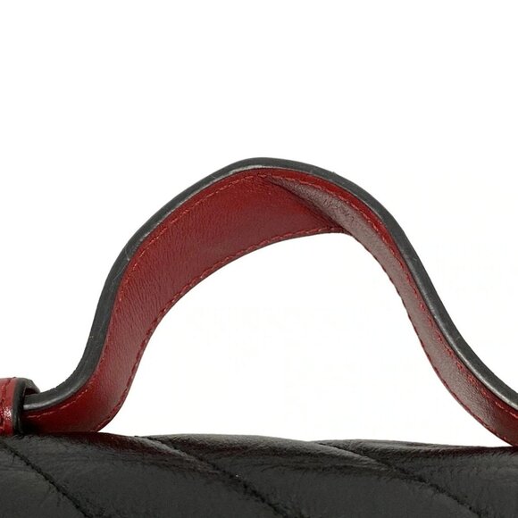 Auth GUCCI GG Marmont 583571 Black Red Leather Handbag - Picture 9 of 16